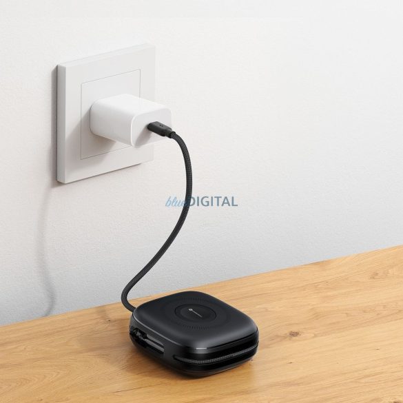 Forcell F10K5 F-Energy powerbank cu inducție cu conexiune 1xUSB-C, built-in Type-C și cablu Lightning 10000mAh 3A PD QC3.0 - negru