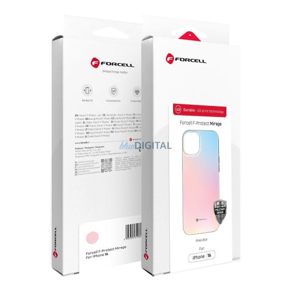 HUSĂ! - FORCELL F-PROTECT Mirage, carcasă militară testată la cădere compatibilă cu MagSafe pentru IPHONE 16 PLUS roz albastru