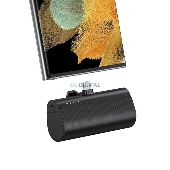 Blue Star W0556 PlugOn powerbank cu conector Type-C încorporat 5000mAh 2.1A - negru