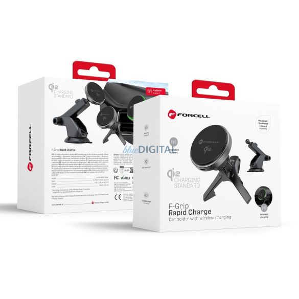Încărcător auto wireless Qi2 15W compatibil MagSafe pentru încărcare rapidă Forcell F-Grip - negru