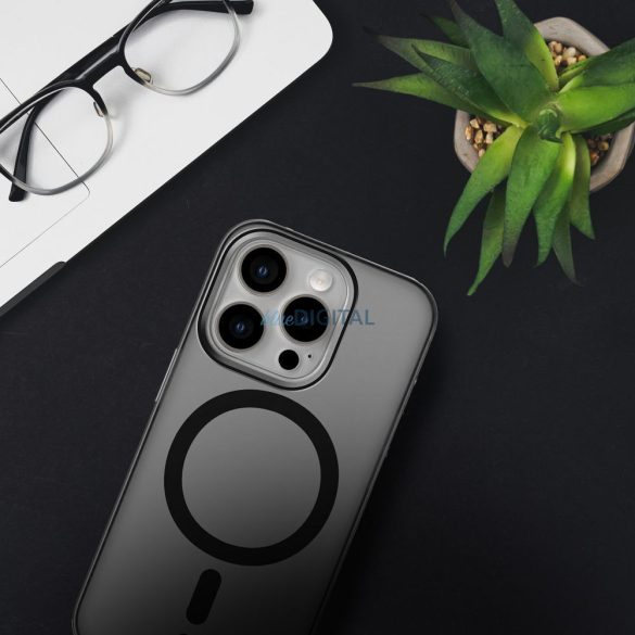 Carcasă compatibilă Forcell F-Protect MagSafe pentru iPhone 16 - negru transparent