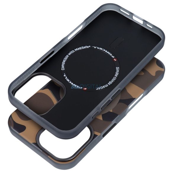Carcasă compatibilă Forcell F-Protect MagSafe pentru iPhone 16 - maro camuflaj