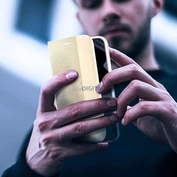 HUSĂ! - Carcasă de carte SENSITIVE Samsung Galaxy S25 Plus - auriu