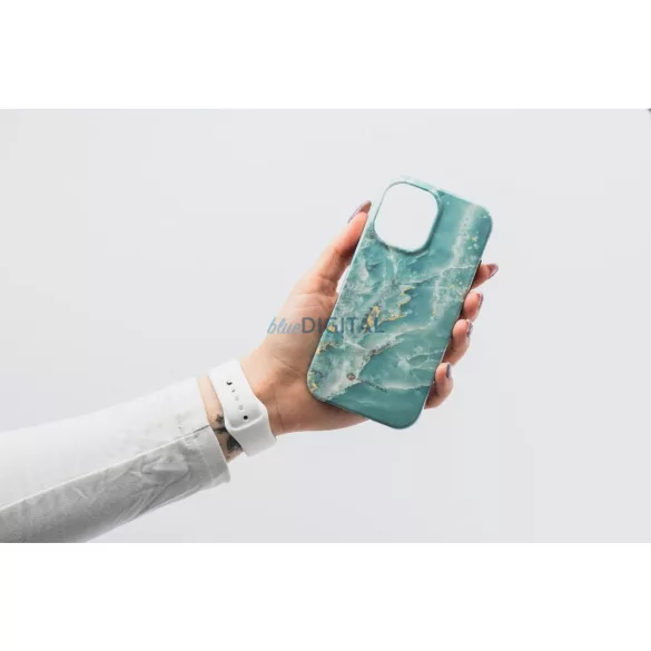 HUSĂ! - FORCELL F-PROTECT Mirage, carcasă militară testată la cădere compatibilă cu MagSafe pentru IPHONE 15 în verde marmură