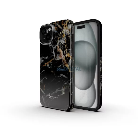 HUSĂ! - FORCELL F-PROTECT Mirage, carcasă militară testată la cădere compatibilă cu MagSafe pentru IPHONE 15 PRO black marble