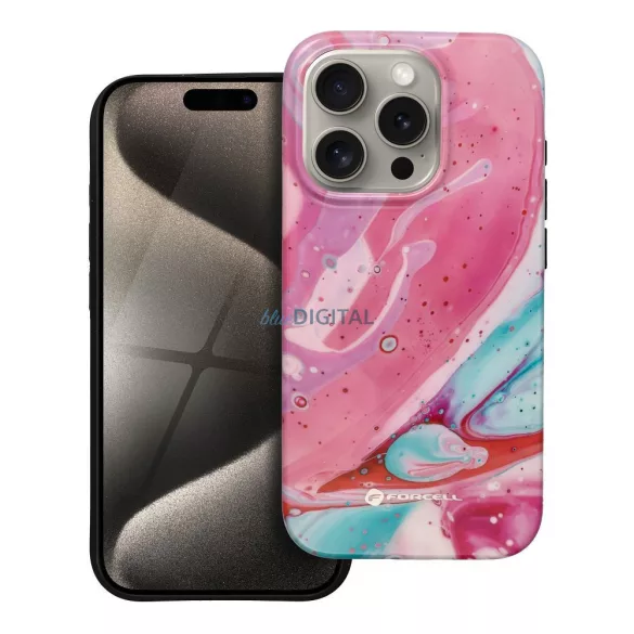HUSĂ! - FORCELL F-PROTECT Mirage, carcasă militară testată la cădere compatibilă cu MagSafe pentru IPHONE 15 PRO pink marble