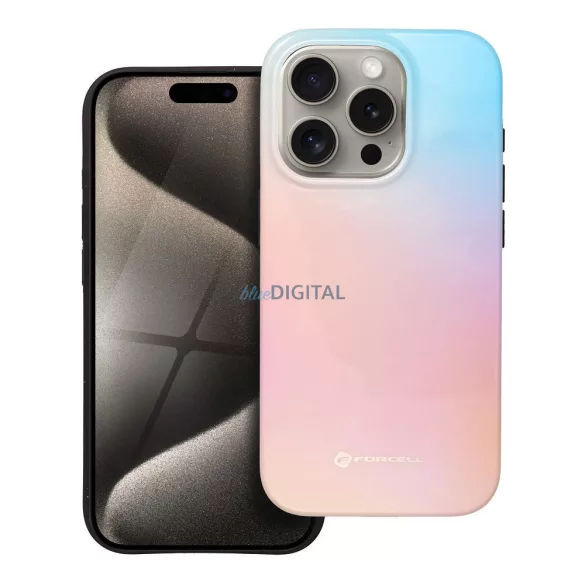 HUSĂ! - FORCELL F-PROTECT Mirage, carcasă militară testată la cădere compatibilă cu MagSafe pentru IPHONE 15 PRO roz albastru