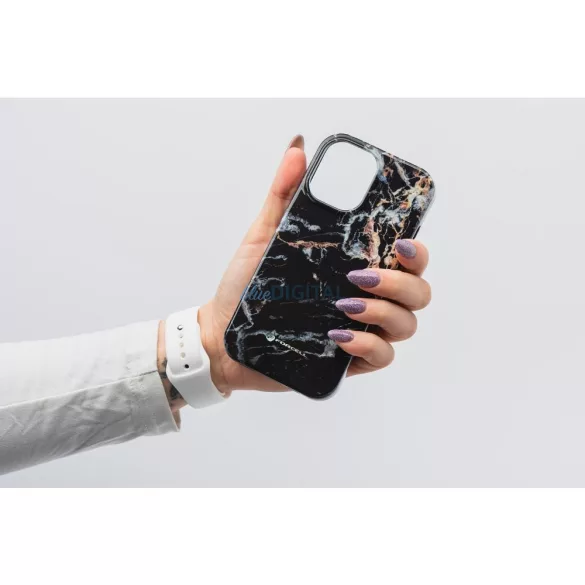 HUSĂ! - FORCELL F-PROTECT Mirage, carcasă militară testată la cădere compatibilă cu MagSafe pentru IPHONE 15 PRO MAX marmură neagră