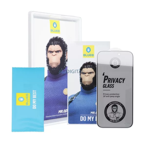 Mr. Monkey 5D Strong Privacy sticlă temperată cu margine neagră pentru Samsung Galaxy S25