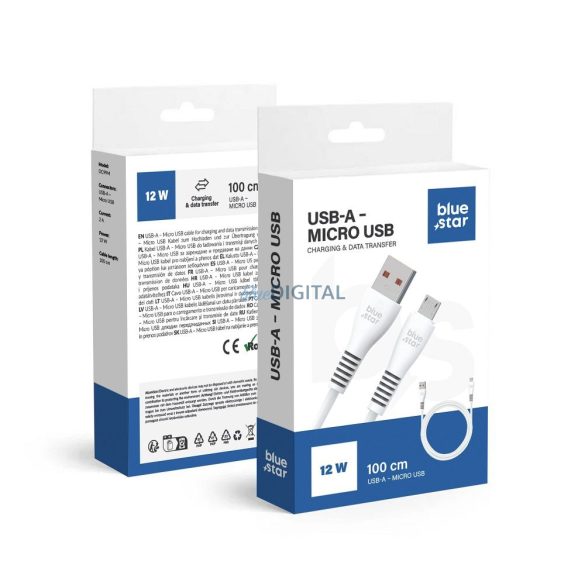 Blue Star DC99M USB-A - cablu micro USB 12W 2A 1m - alb