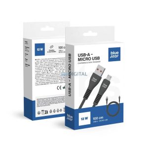 Blue Star DC99M USB-A - cablu micro USB 12W 2A 1m - negru