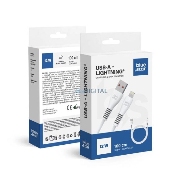 Blue Star DC99I USB-A - Lightning cablu 12W 2A 1m - alb