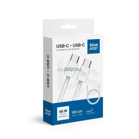 Blue Star Q28 Type-C - Cablu Type-C 60W 6A QC4.0 1m - alb