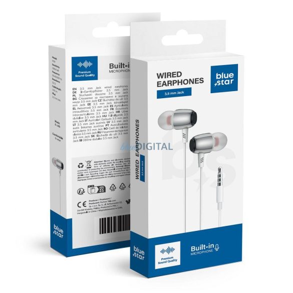 Căști cu fir Blue Star M09 cu microfon și mufă de 3,5 mm - alb