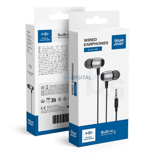 Căști cu fir Blue Star M09 cu microfon și mufă de 3,5 mm - negru