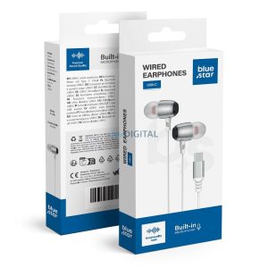 Căști cu fir Blue Star M09C cu microfon și conector Type-C - alb