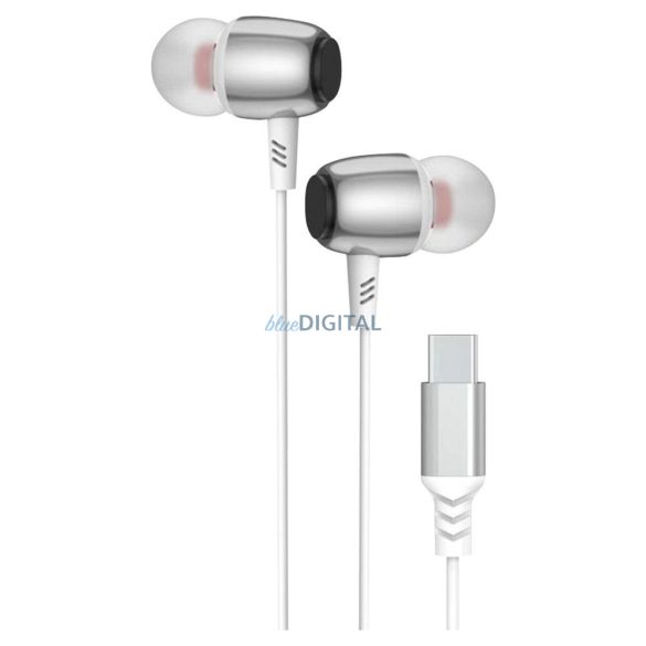 Căști cu fir Blue Star M09C cu microfon și conector Type-C - alb