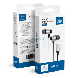 Căști cu fir Blue Star M09C cu microfon și conector Type-C - negru