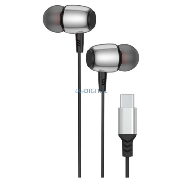 Căști cu fir Blue Star M09C cu microfon și conector Type-C - negru