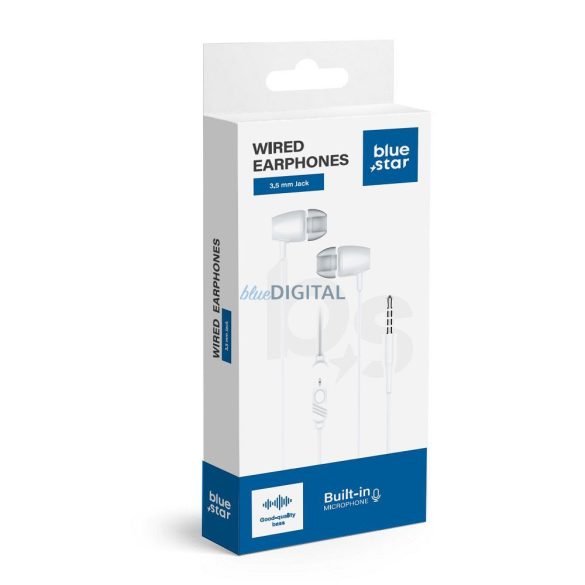Căști cu fir Blue Star PA-E67 cu microfon și mufă de 3,5 mm - alb