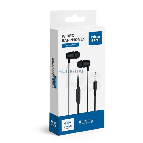 Căști cu fir Blue Star PA-E67 cu microfon și mufă de 3,5 mm - negru