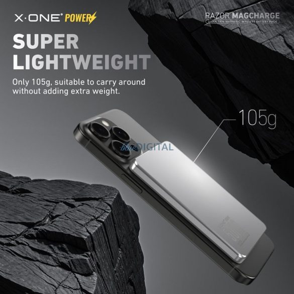 X-One Razor Magcharge Ultraslim inducție powerbank 5000mAh - gri