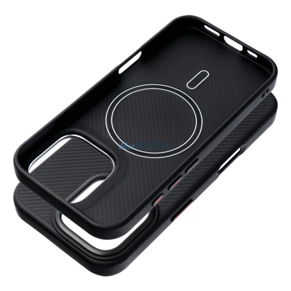 Carcasă CARBON ELITE MAG COVER compatibilă MagSafe pentru iPhone 16 - negru