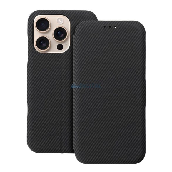 Carcasă FOLIO SIDE MAGNET flip open pentru iPhone 16 - negru