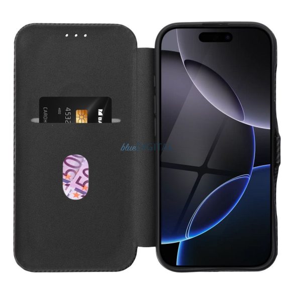 Carcasă FOLIO SIDE MAGNET flip open pentru iPhone 16 - negru