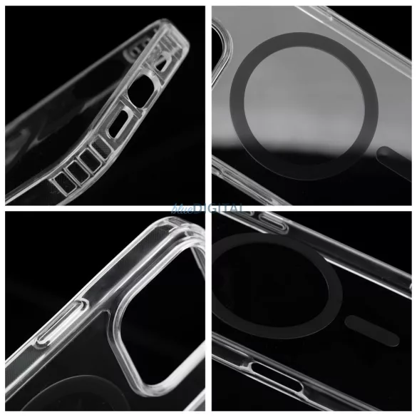 HUSĂ! - Husă compatibilă Drop Glue Colorful Ring MagSafe pentru iPhone 14 Pro - negru-transparent