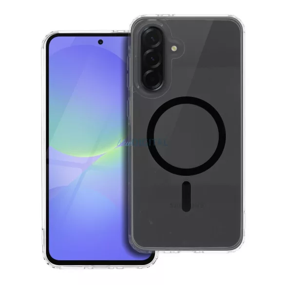HUSĂ! - Drop Glue Inel colorat MagSafe caz compatibil Samsung Galaxy A36 - negru-transparent