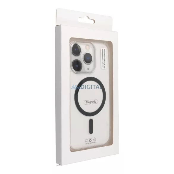 HUSĂ! - Husă compatibilă Drop Glue Colorful Ring MagSafe pentru iPhone 13 mini - negru-transparent