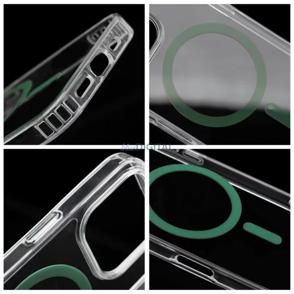 HUSĂ! - Husă compatibilă Drop Glue Colorful Ring MagSafe pentru iPhone 15 - verde închis
