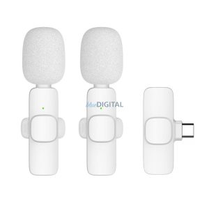 Microfon lavalier fără fir, Type-C, dual Type-C (set de 2) K1 alb
