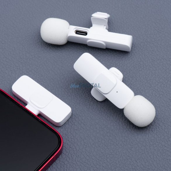 Microfon lavalier fără fir, Type-C, dual Type-C (set de 2) K1 alb