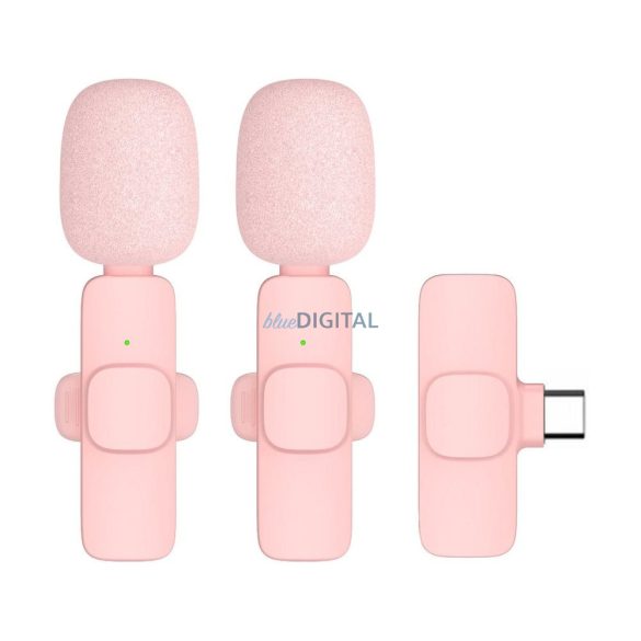 Microfon lavalier wireless tip C dual tip C (2 în set) K1 roz