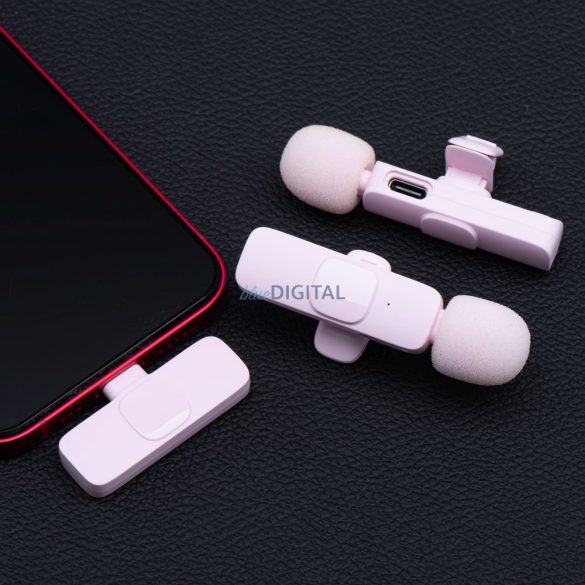 Microfon lavalier wireless tip C dual tip C (2 în set) K1 roz