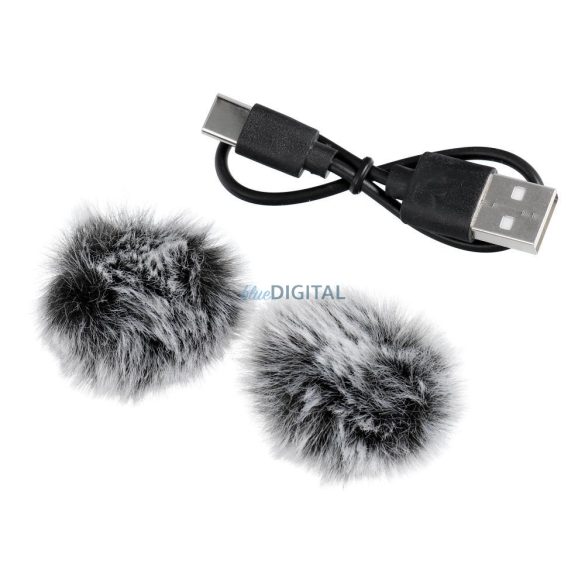 Microfon lavalier fără fir Lightning cu păr lung dublu (set de 2) K1 negru