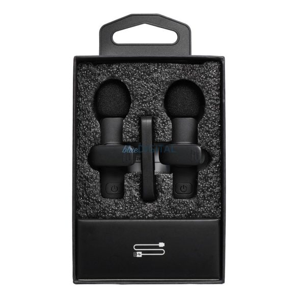 Microfon lavalier fără fir Lightning cu păr lung dublu (set de 2) K1 negru