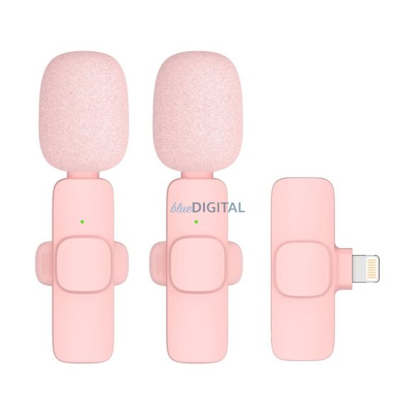Microfon lavalier fără fir Lightning cu păr lung dublu (set de 2) K1 roz
