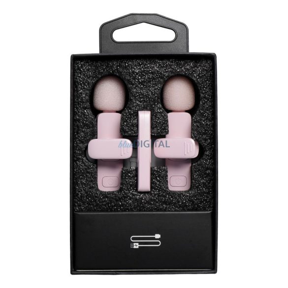 Microfon lavalier fără fir Lightning cu păr lung dublu (set de 2) K1 roz