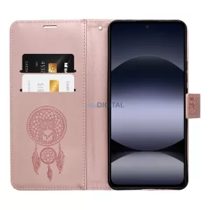 HUSĂ! - Carcasă de carte MEZZO Xiaomi Redmi Note 14 Pro 5G/14 Pro Plus - aur roz "dream catcher"