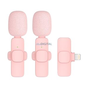 Microfon lavalier fără fir Lightning dublu (set de 2) K1 roz