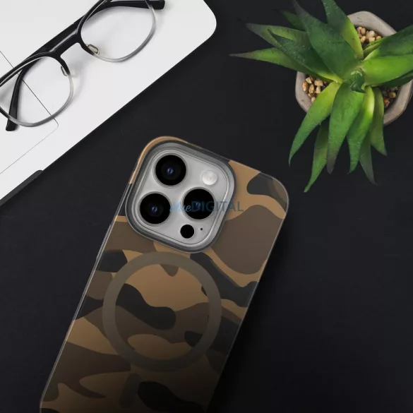 HUSĂ! - Forcell F-Protect MagSafe caz compatibil Samsung Galaxy S25 - maro camuflaj