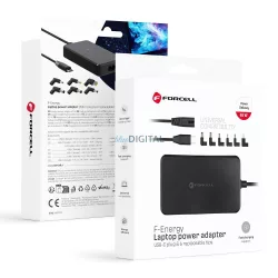  FORCELL F-ENERGY E856 uniwersal laptop töltő 65W USB C + 6 adaptors - fekete