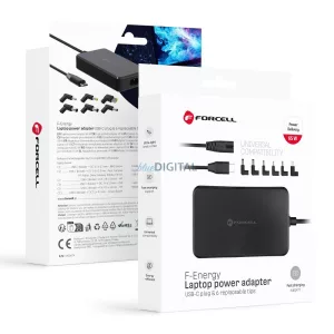 FORCELL F-ENERGY E856 uniwersal laptop töltő 65W USB C + 6 adaptors - fekete