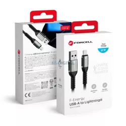   FORCELL F-ENERGY C257 USB-A - Lightning 2.4A 12W Cafule cablu 0.25 m negru