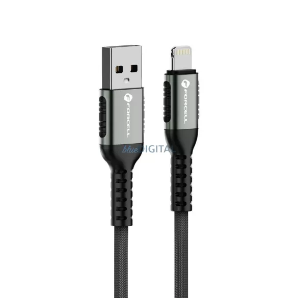 FORCELL F-ENERGY C257 USB-A - Lightning 2.4A 12W Cafule cablu 0.25 m negru