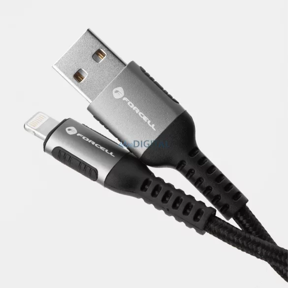 FORCELL F-ENERGY C257 USB-A - Lightning 2.4A 12W Cafule cablu 0.25 m negru