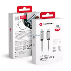   FORCELL F-ENERGY Metal C237 cablu Type-C Type-C PD QC4.0 3A 60W 2 m argintiu